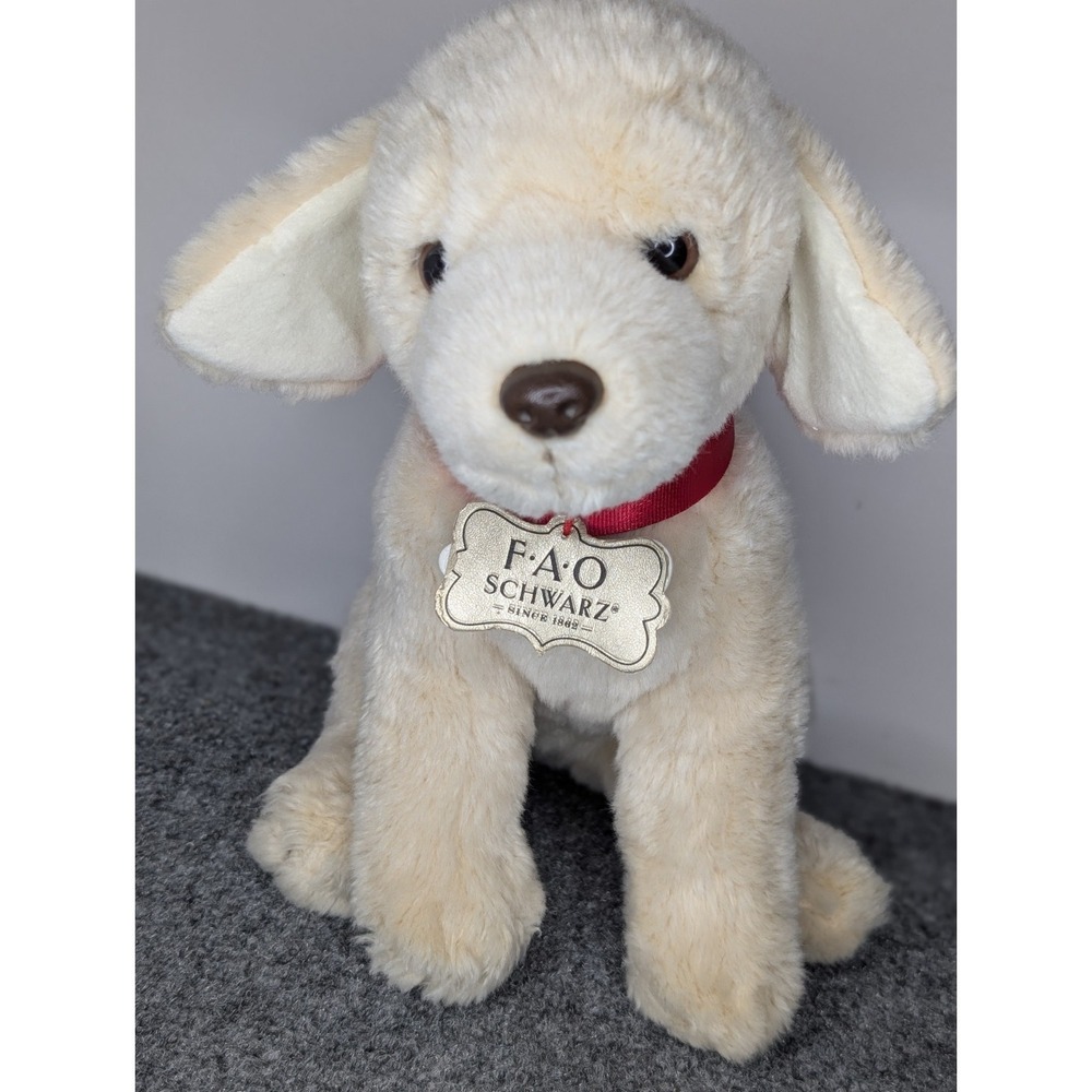 FAO Schwarz 10" Golden Labrador Retriever Puppy Plush Stuffed Animal Lab Yellow